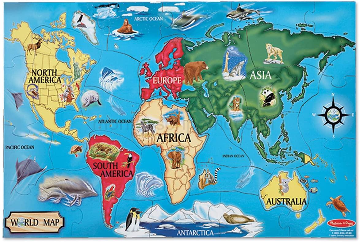Mapa Świata Zwierzęta Na Kontynentach
