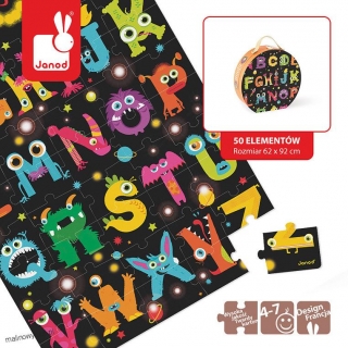 Puzzle W Walizce Alfabet Potworki