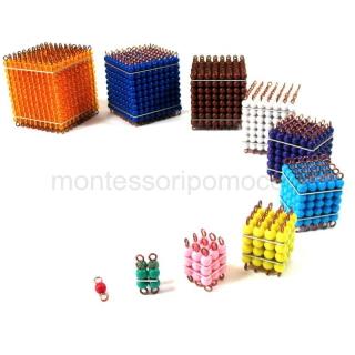 Zestaw sześcianów z kolorowych pereł Montessori 